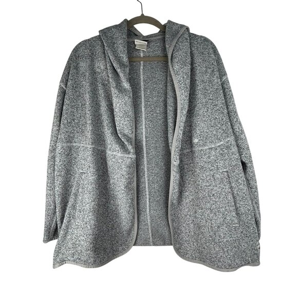 The North Face Womens Large Crescent Wrap Fleece Hoodie Jacket Gray - Picture 1 of 12